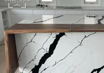 Stone Waterfall Kitchen Island